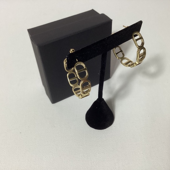 Dior CD Logo Gold Hoop Earrings - Picture 1 of 4